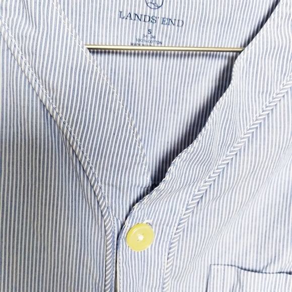 Lands' End Blue Micro Pinstripe Cotton Button Front Shirt Size Small - Picture 5 of 7